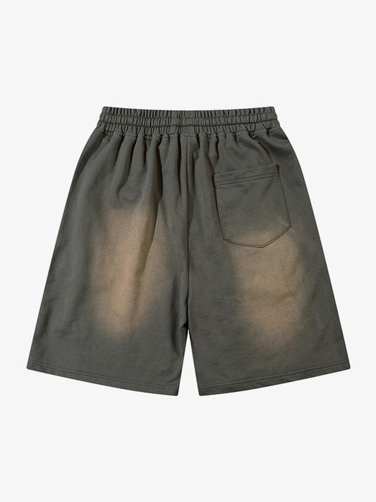 Grunge Stil Asit Yıkamalı Zımba Detaylı Şort Naxro