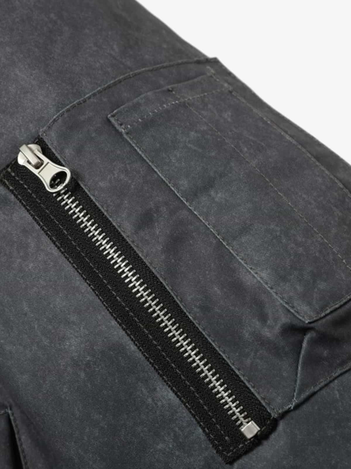 Retro Puffer Bomber with Sleeve Pocket and Detachable Fur Collar