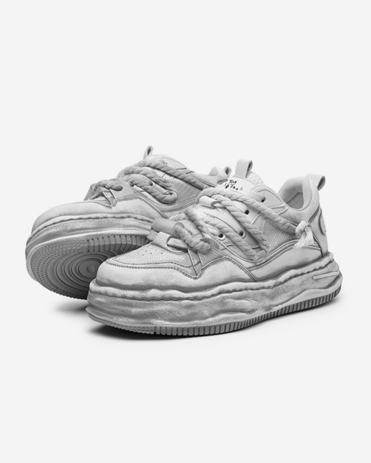 7,0cm Yükseltmeli Beyaz Grunge Sneaker