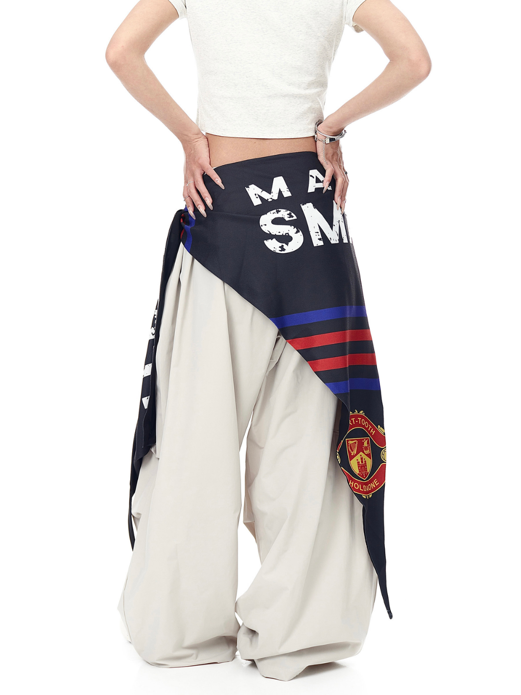 Layered Workwear Patterned Pleated Trousers