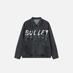 "Bullet" Harf Baskılı Yıkamalı Ceket