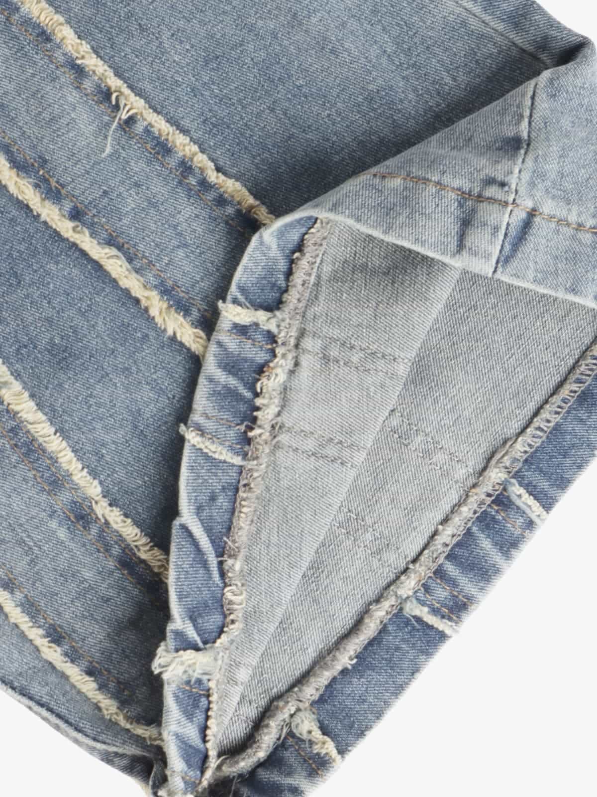 Püsküllü Kenar Detaylı Patchwork Jean
