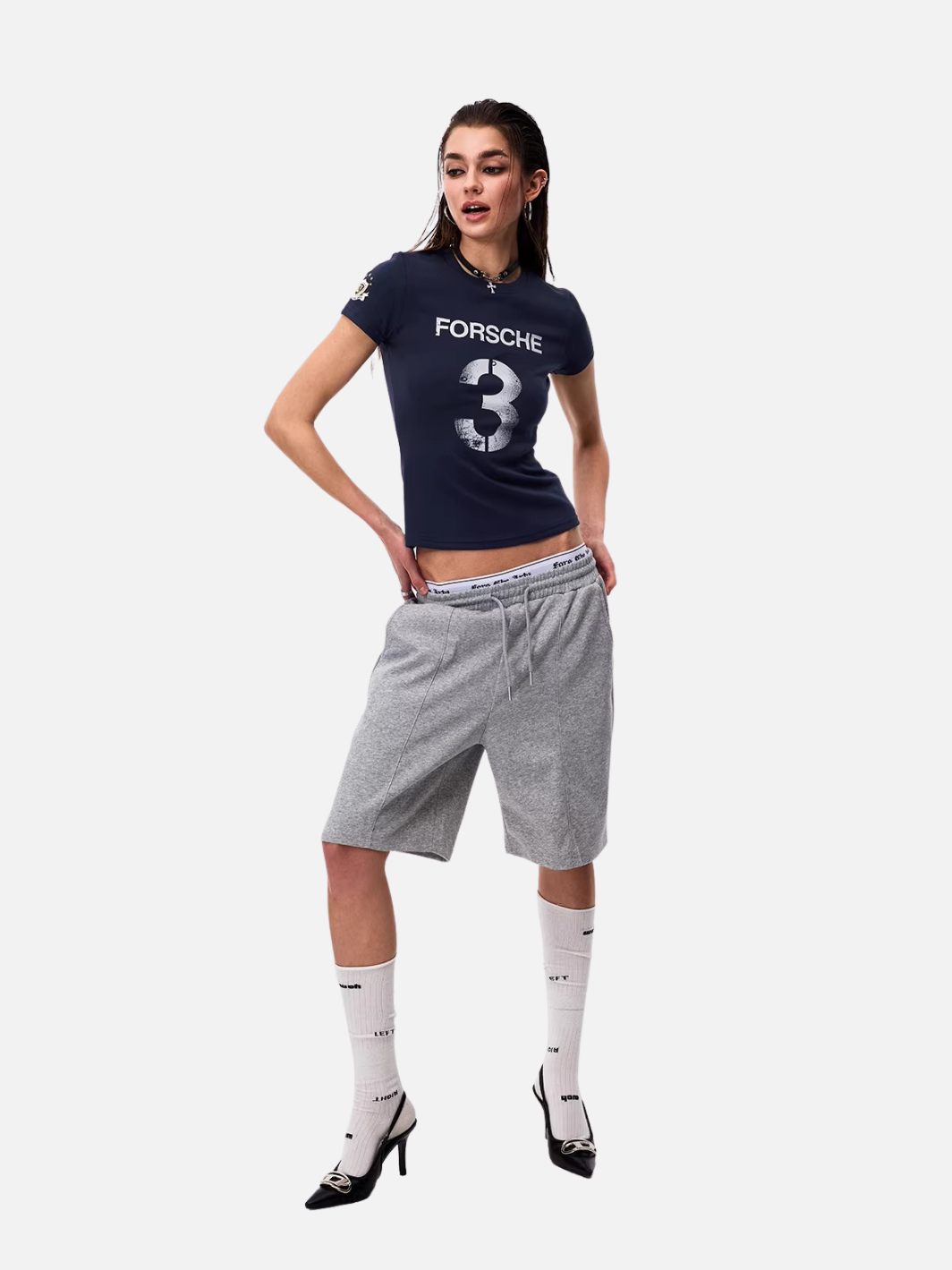 Retro Jersey Detaylı Bisiklet Yaka Tişört