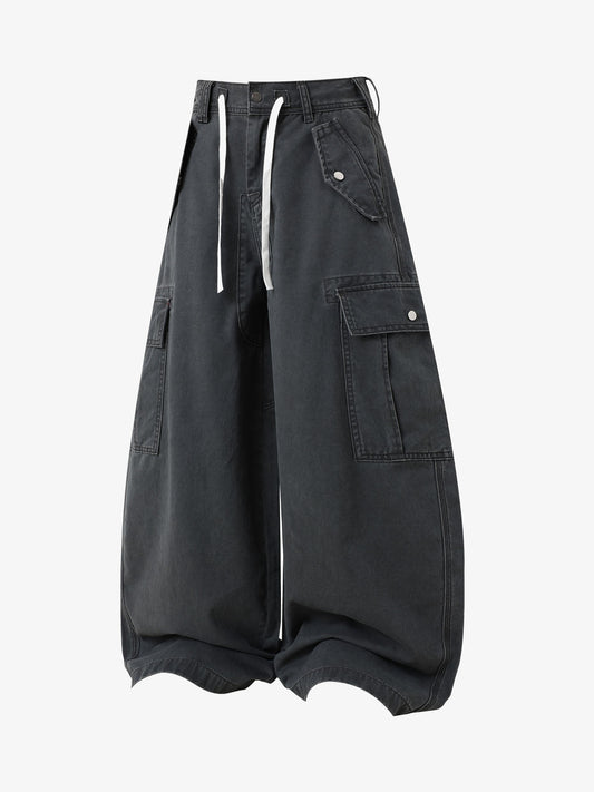 Curved-Hem Baggy Cargo Pants