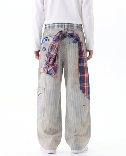 Patchwork Desenli Bol Paça Pantolon