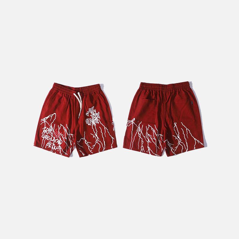 Lightning Print Elastic Waist Shorts