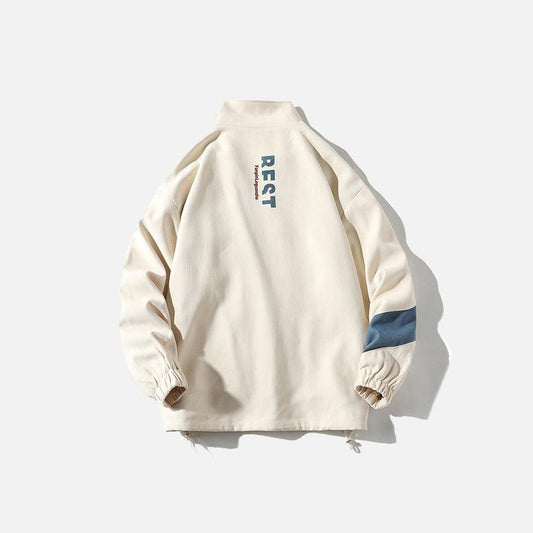 Letter-Printed Nostalgic Patchwork Jacket