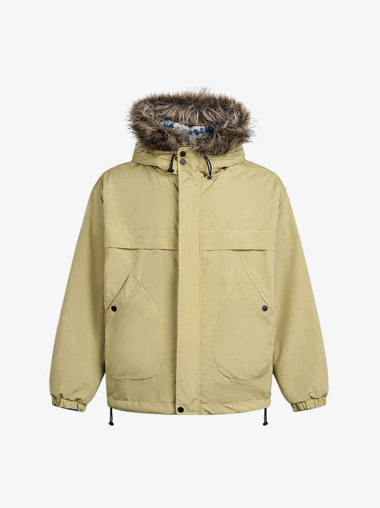 Double-Sided Winter Coat with Arrow Buckle Detail