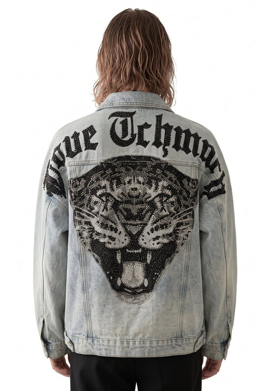 Grafik Baskılı Denim Ceket