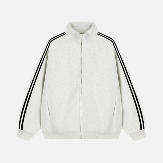 Colorblock Stand-Up Collar Jacket with Side Stripes