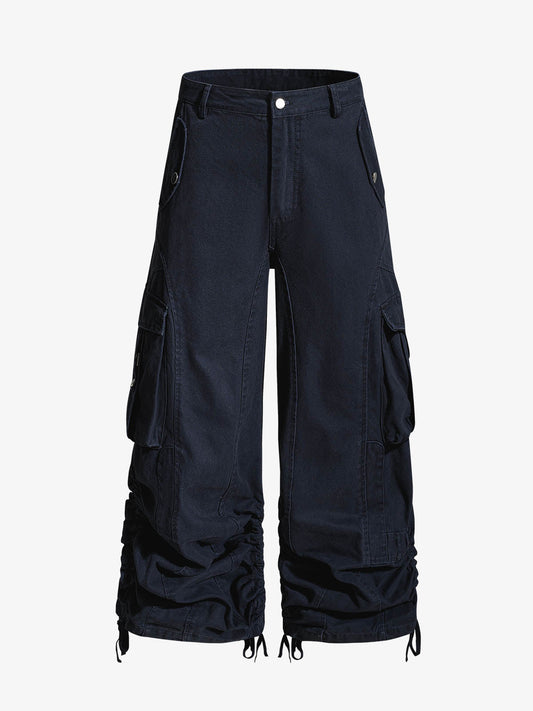 Ruched Cuffs Curved Cargo Pants