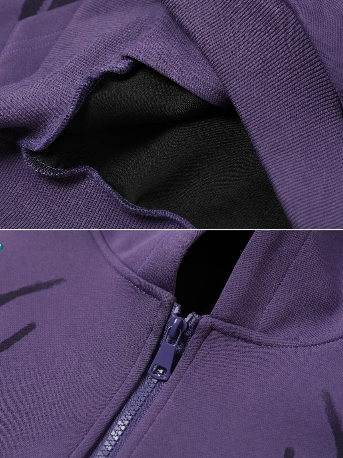 Oversized Rhinestone-Detailed Zip-Up Hoodie