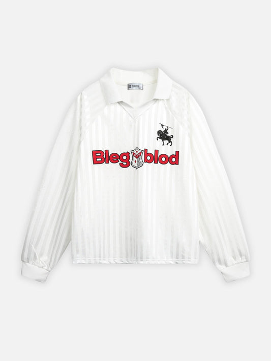 Oversize Baskılı Polo Yaka Jersey