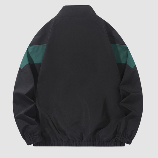 Fleece-Lined Color-Block Stand-Collar Jacket