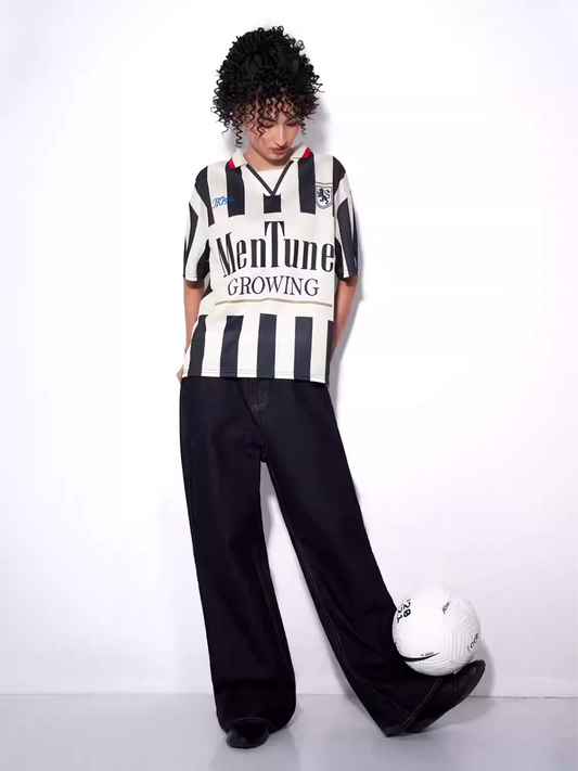 Retro Futbol Çizgili Streetwear Tişört