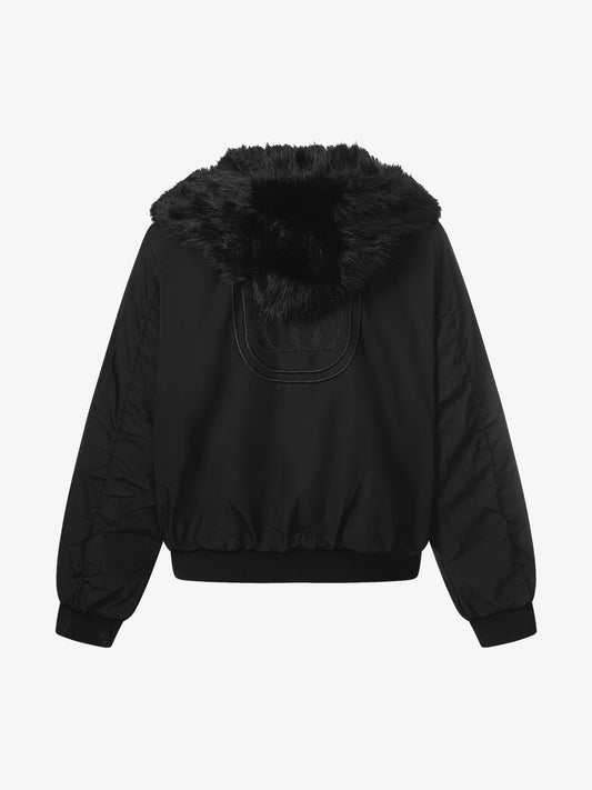 Quilted Bomber Jacket with Rich Fur Panel