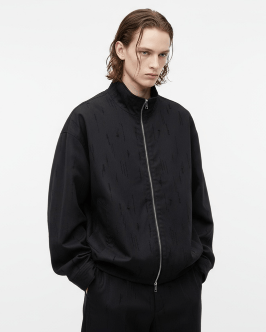 Siyah Oversize Naylon Fermuarlı Ceket
