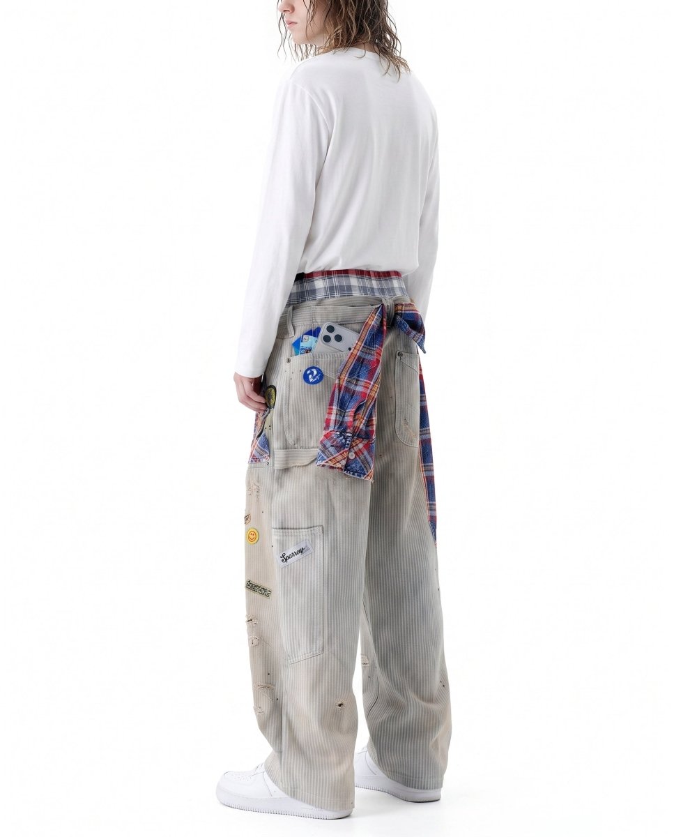 Patchwork Desenli Bol Paça Pantolon