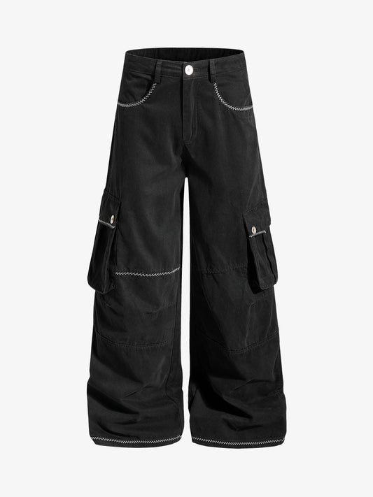 Multi-Pocket Wide-Leg Cargo Pants