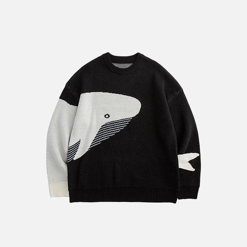 Whale Patterned Sea-Themed Sweater