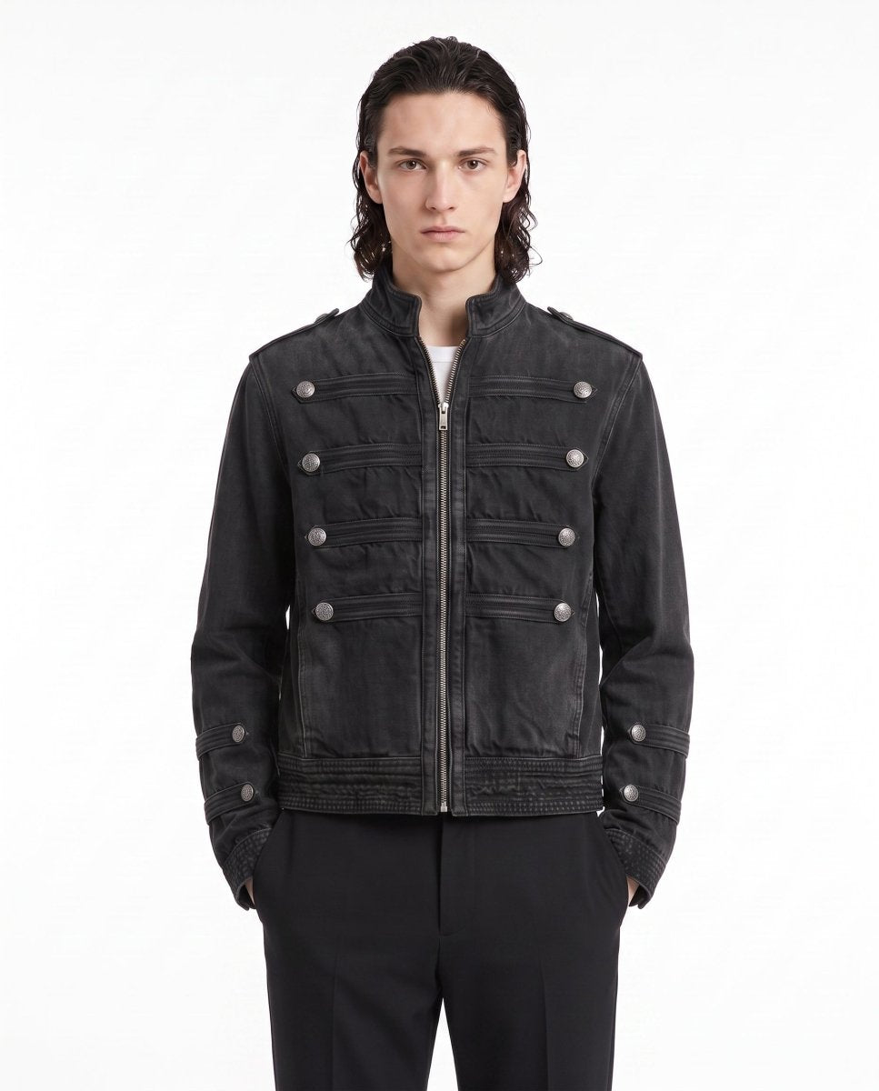 Askeri Stil Denim Ceket