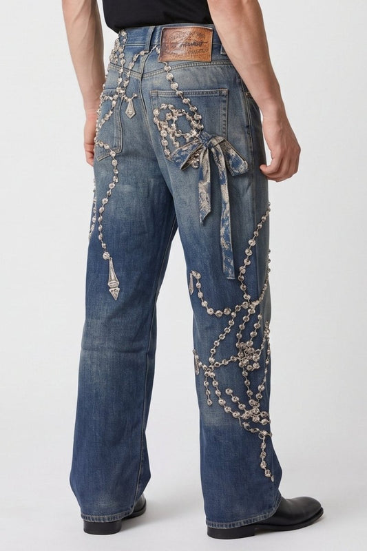 Süslemeli Kot Pantolon