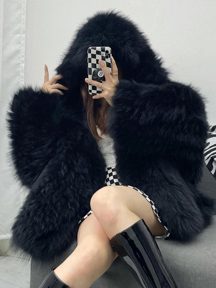 Sophisticated Fur-Lined Hooded Jacket
