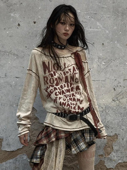 Kesim Detaylı Grunge Tarzı Üst
