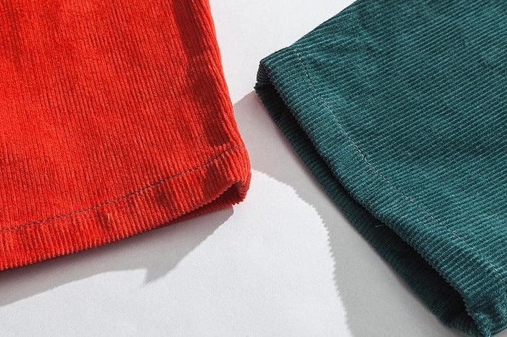 Renkli Patchwork Fitilli Kadife Kargo Pantolon