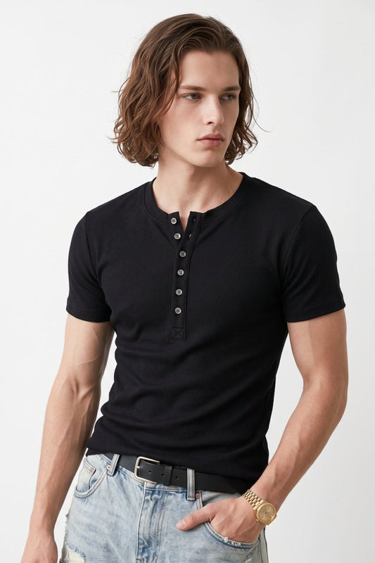 Henley Yaka Tişört