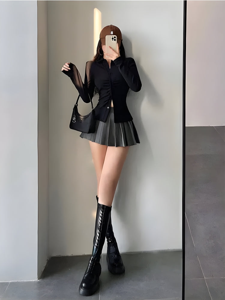 Pleated Sporty Mini Skirt