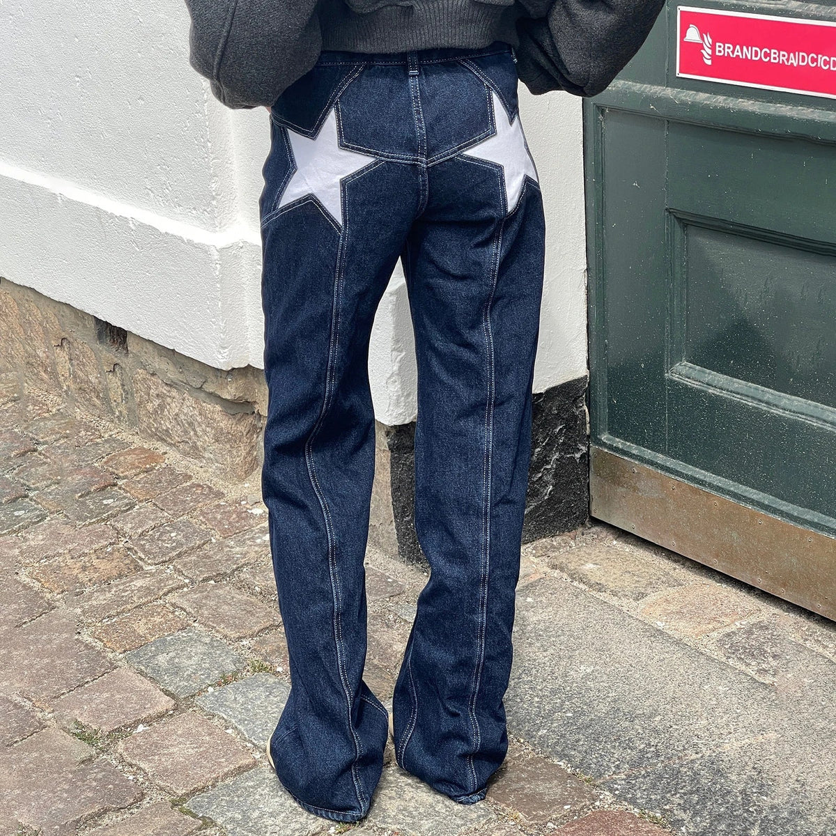 ıldız Patch Detaylı Geniş Paça Kot Pantolon
