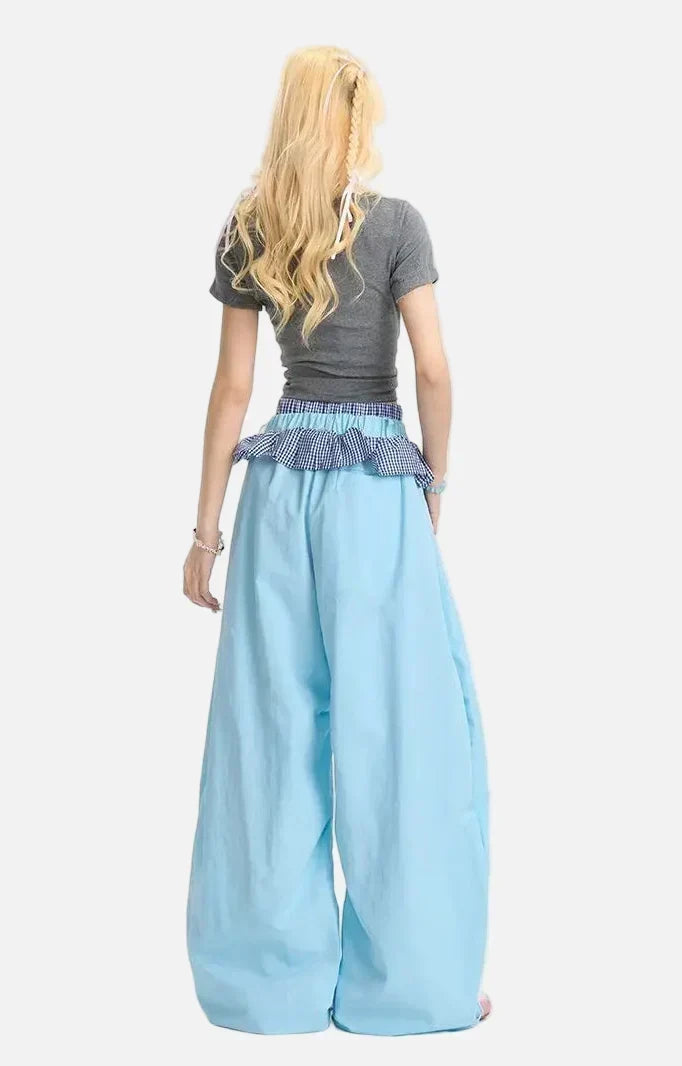 Fırfırlı Bel Detaylı Geniş Paça Jogger