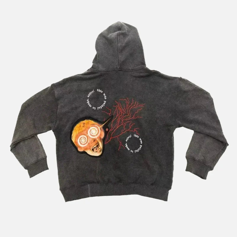Gotik Göz Küresi Desenli Bol Kesim Sweatshirt