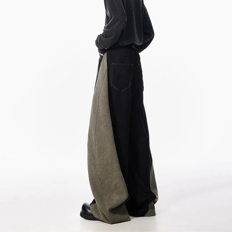 Kontrast Panelli Extra Geniş Paça Pantolon