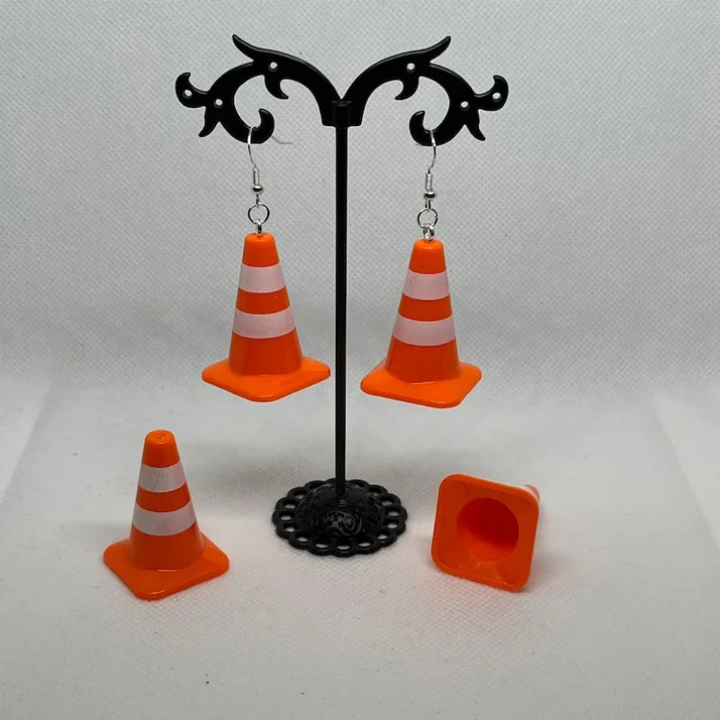 Sevimli Eğlenceli 3D Trafik Koni Küpe