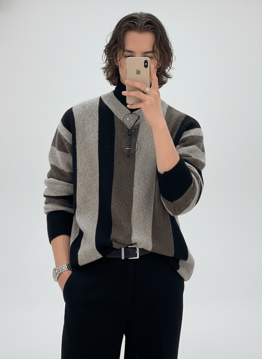 V Yaka Kontrast Oversize Kazak