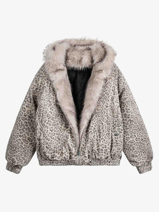 Faux Fur Lined Washed Cotton Jacket