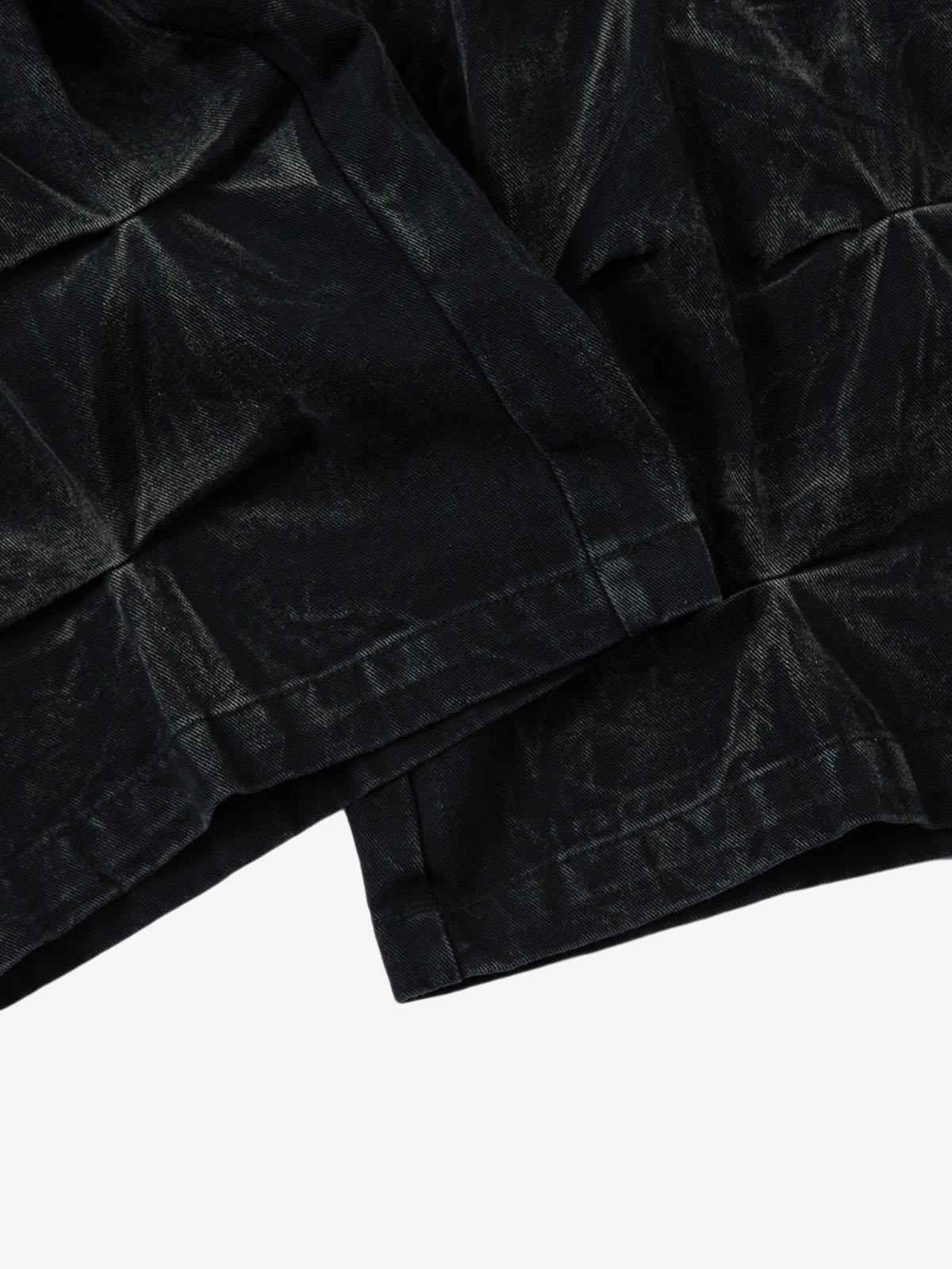 Pleated Elastic Waist Baggy Jeans