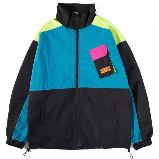 Retro Color-Block Lightweight Windbreaker
