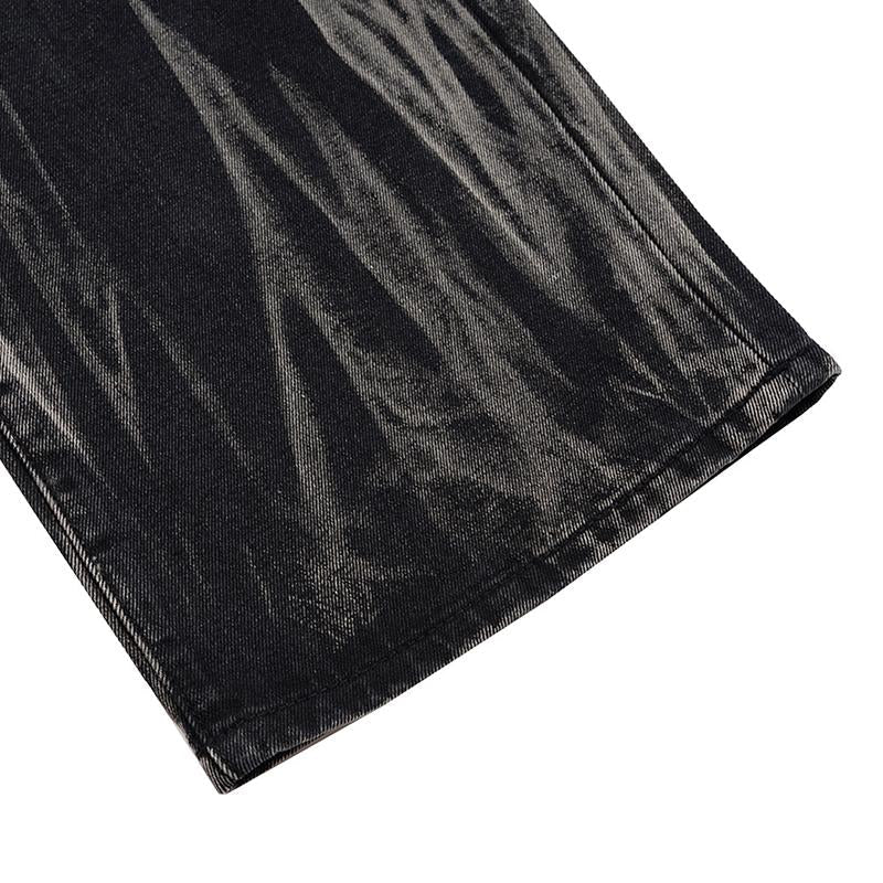 Yıkamalı Efektli Geniş Paça Kot Pantolon