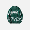 Harf Baskılı Bisiklet Yaka Bol Kesim Sweatshirt