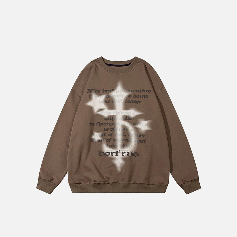 Haç ve Yıldız Baskılı Sweatshirt