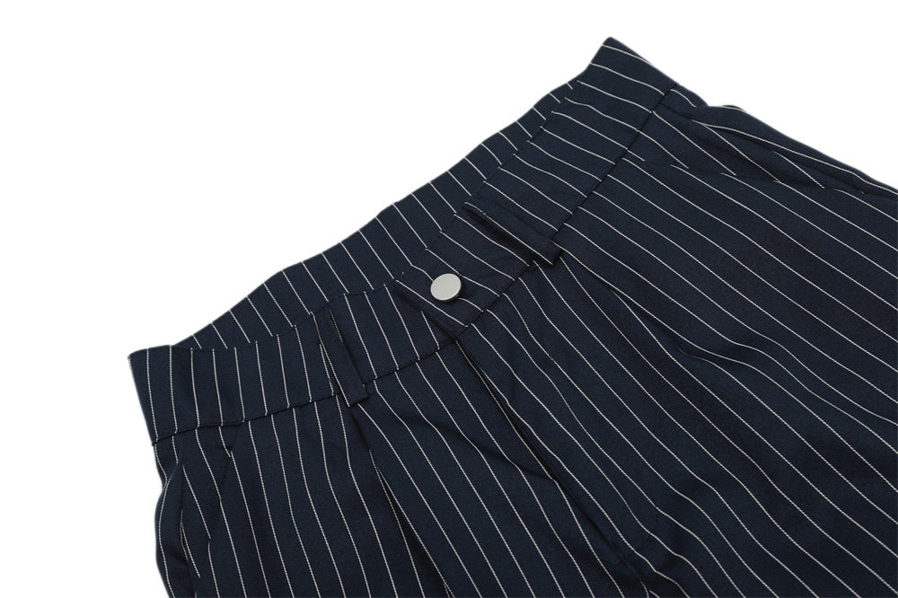 Çizgili Patch Detaylı Geniş Paça Pantolon