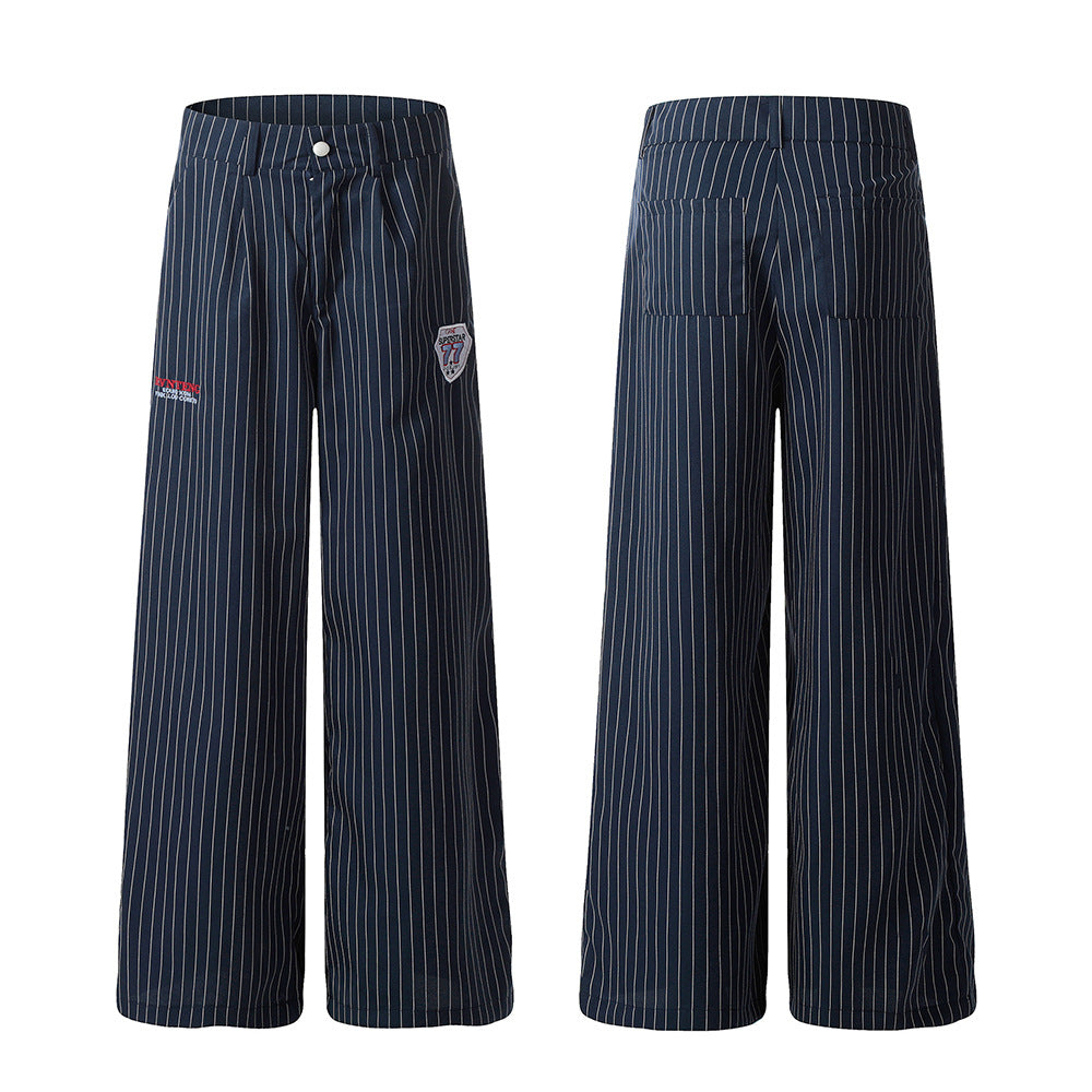 Çizgili Patch Detaylı Geniş Paça Pantolon