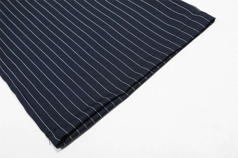 Çizgili Patch Detaylı Geniş Paça Pantolon