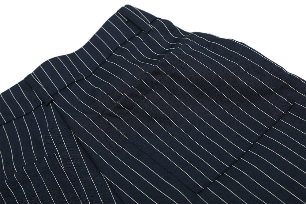 Çizgili Patch Detaylı Geniş Paça Pantolon