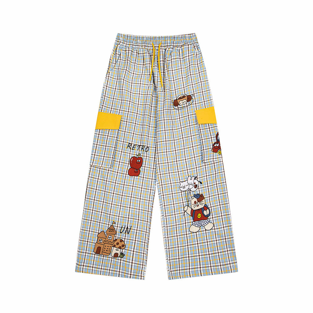 Wide Leg Ekose Pantolon, kombin görünüm — Navra Wear