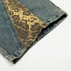 Leopard Print Patchwork Wide Leg Jeans