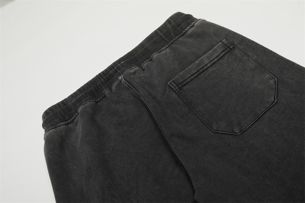 Yazı Baskılı Yıkamalı İspanyol Paça Pantolon